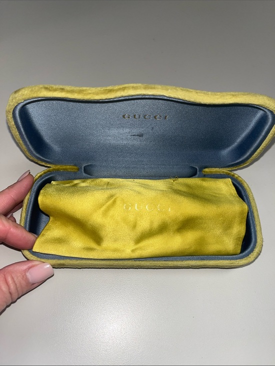 Gucci Velvet Sunglass Case in Chartreuse Yellow with Satin Pouch main image 14